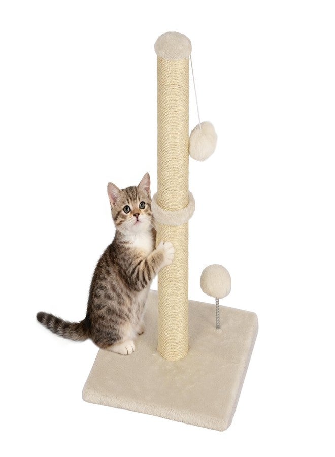 FDW 22 Inch Cat Scratching Post Cat Scratcher Natural Sisal Rope Scratch Post Kitten Trees with Hanging Ball for Indoor Cats,Beige - Image 1
